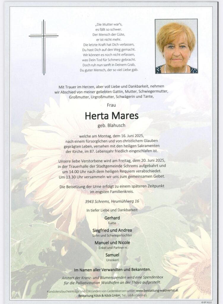 🕯️Trauer um Herta Mares
