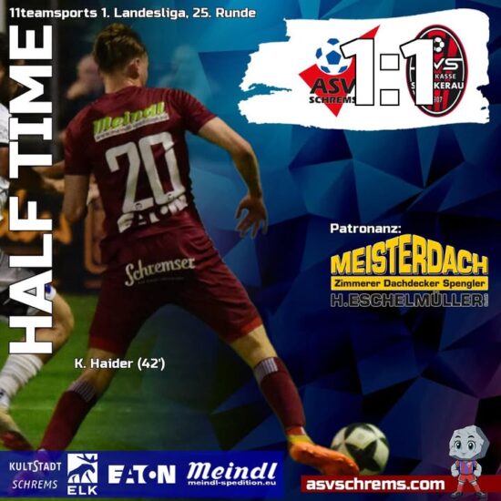 Unsere #km1 geht nach einer spannenden ersten Hälfte mit 1:1 in die Kabine