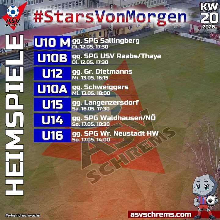 Die Heimspiel-Termine unseres #nachwuchs für diese Woche ⚽️