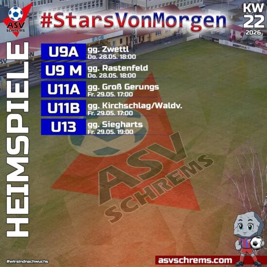 Unterstützt unsere #StarsVonMorgen bei den Heimspielen diese Woche 😊⚽️