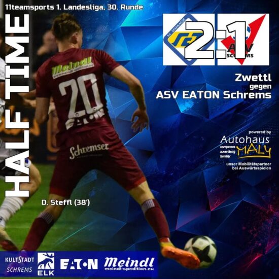 Die erste Hälfte endet mit 2:1