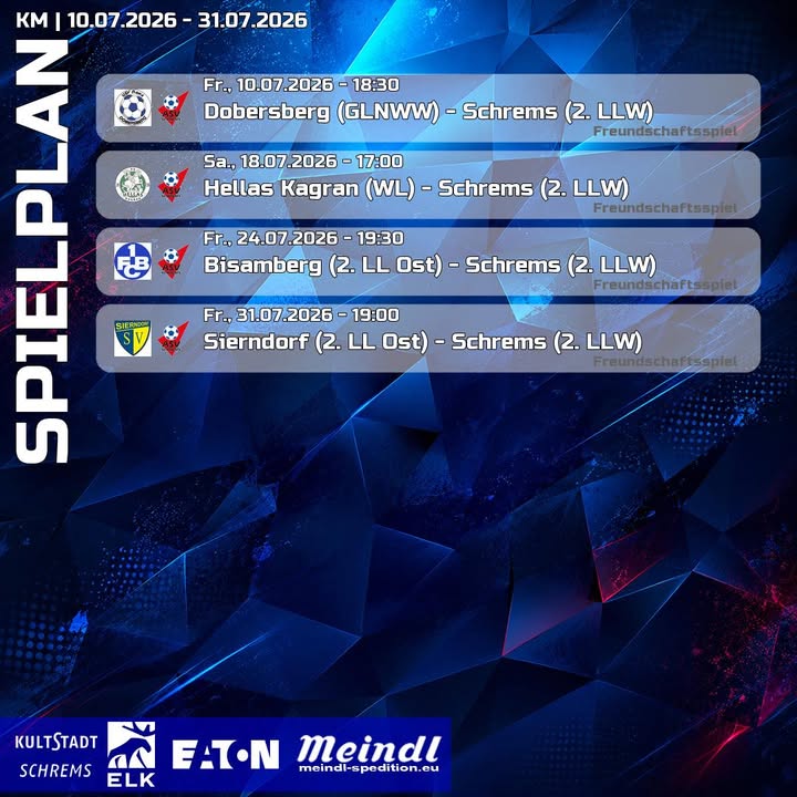 Die vier Vorbereitungsspiele unserer #km in Juli 💪❤️💙