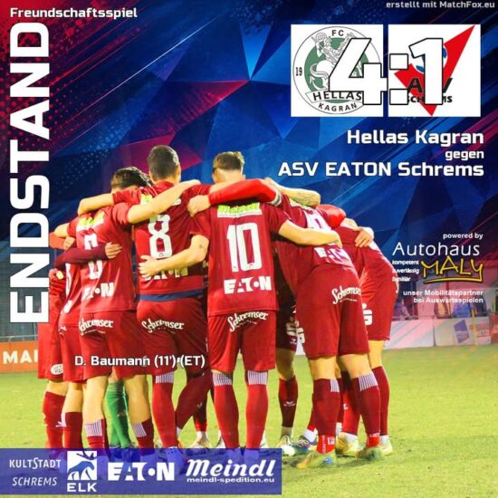 Unsere Burschen unterliegen beim Vorbereitungsspiel in Kagran mit 4:1