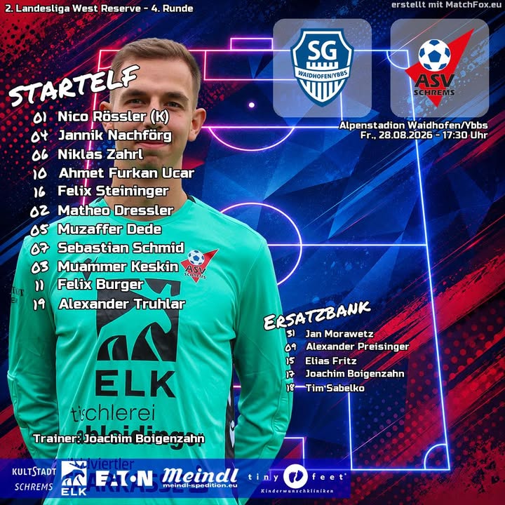 Unsere Reserve geht mit folgender Aufstellung an den Start 💪