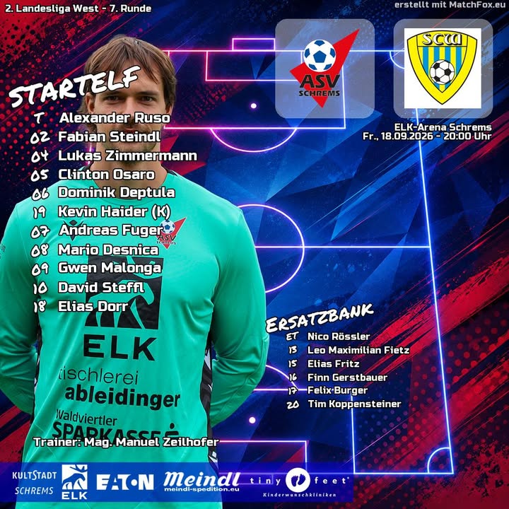 Unsere Aufstellung gegen Weißenkirchen… gleich gehts los 💪